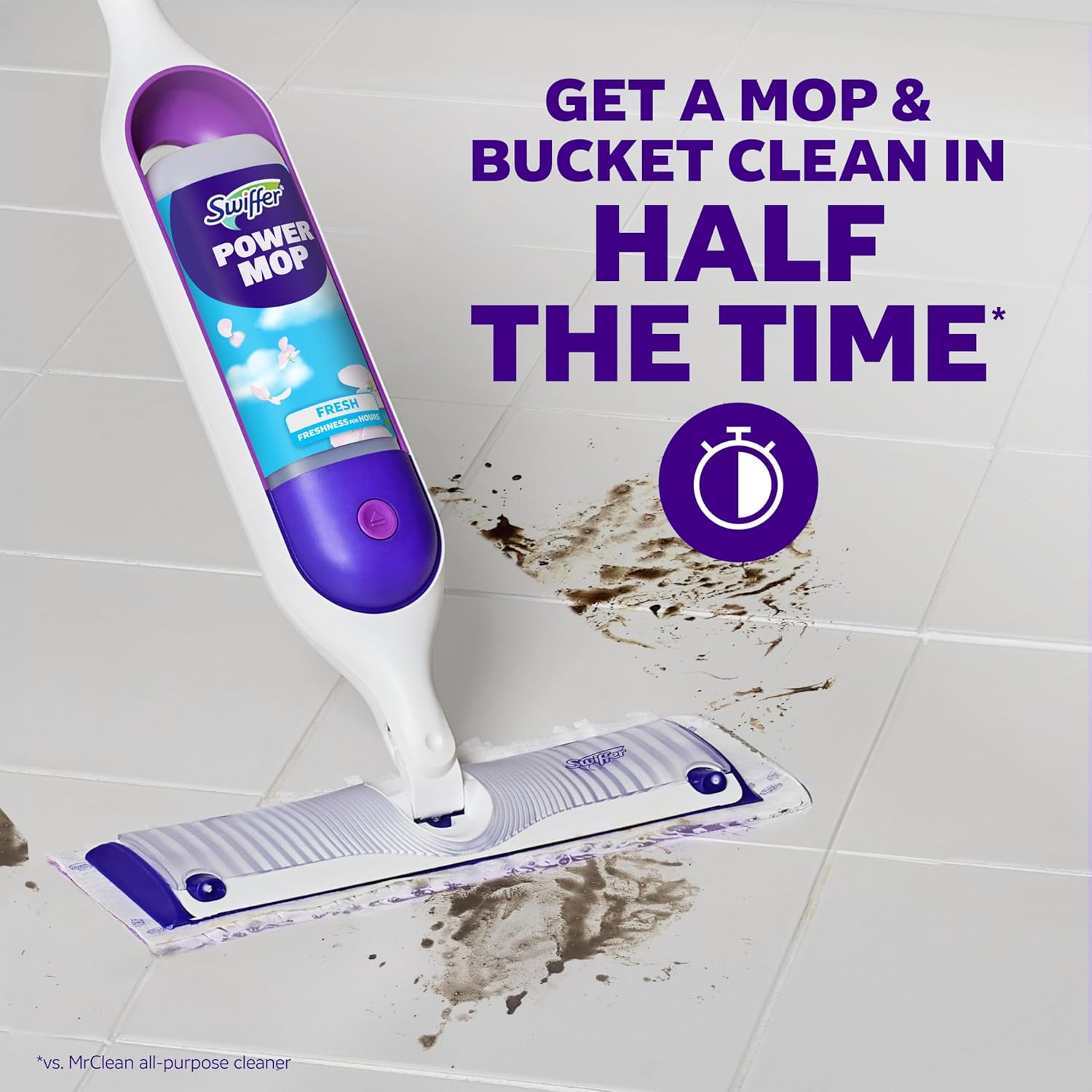 Swiffer PowerMop Multi-Surface Mop Kit for Floor Cleaning, Fresh Scent, Mopping Kit Includes PowerMop,