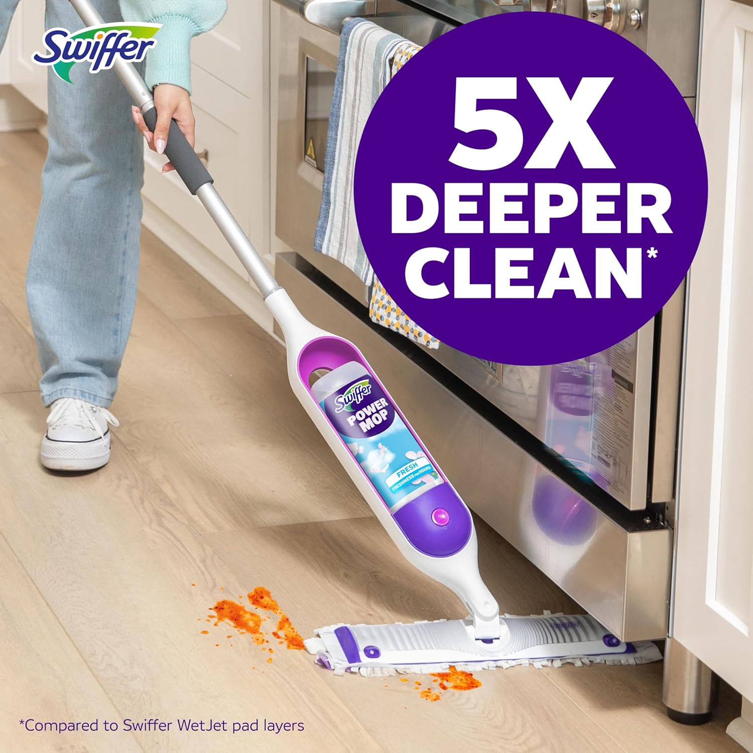 Swiffer PowerMop Multi-Surface Mop Kit for Floor Cleaning, Fresh Scent, Mopping Kit Includes PowerMop,
