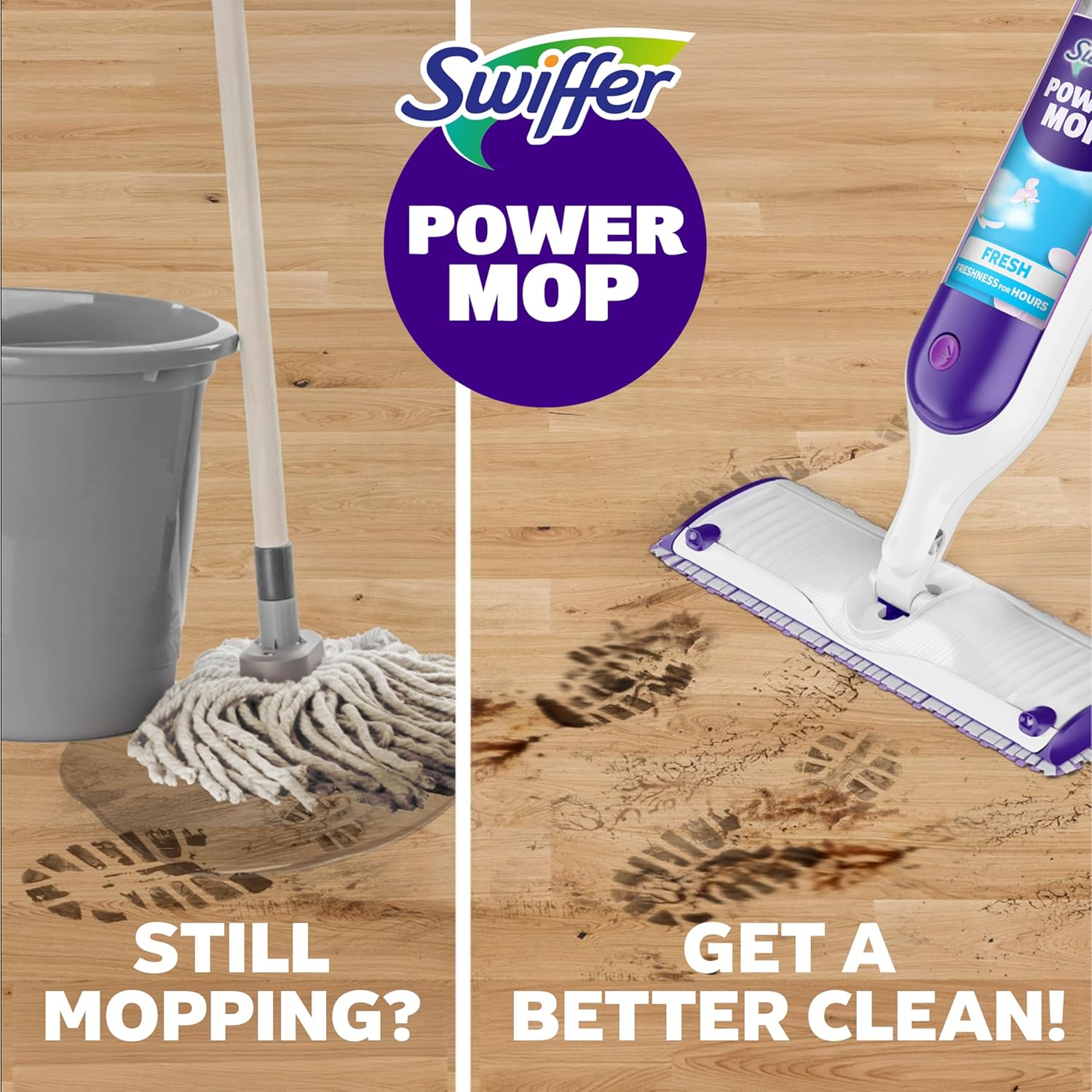 Swiffer PowerMop Multi-Surface Mop Kit for Floor Cleaning, Fresh Scent, Mopping Kit Includes PowerMop,
