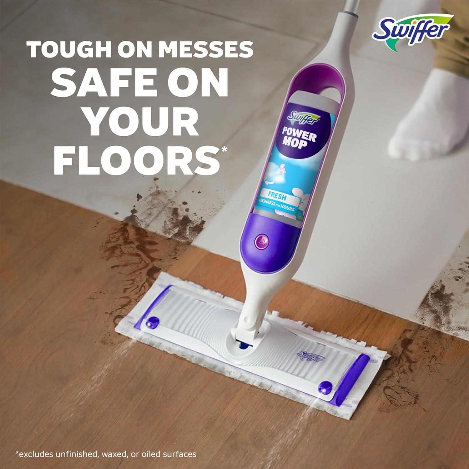 Swiffer PowerMop Multi-Surface Mop Kit for Floor Cleaning, Fresh Scent, Mopping Kit Includes PowerMop,