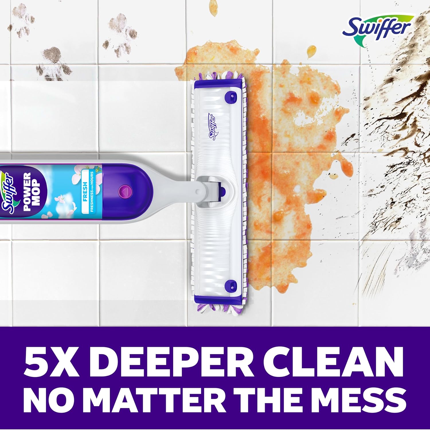 Swiffer PowerMop Multi-Surface Mop Kit for Floor Cleaning, Fresh Scent, Mopping Kit Includes PowerMop,