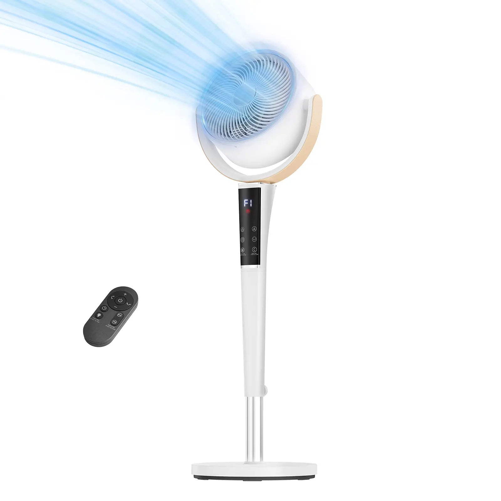 🔥summer sale 25% OFF  ❄️ Fan for Bedroom, Energy Class，120° Oscillating Standing Fans, Quiet Floor Fan with DC Motor, 100ft Pedestal Fans for Room, 16 Speeds, 4 modes, 20dB, 37-45" Adjustable Height, 12H Timer，With ambient lighting