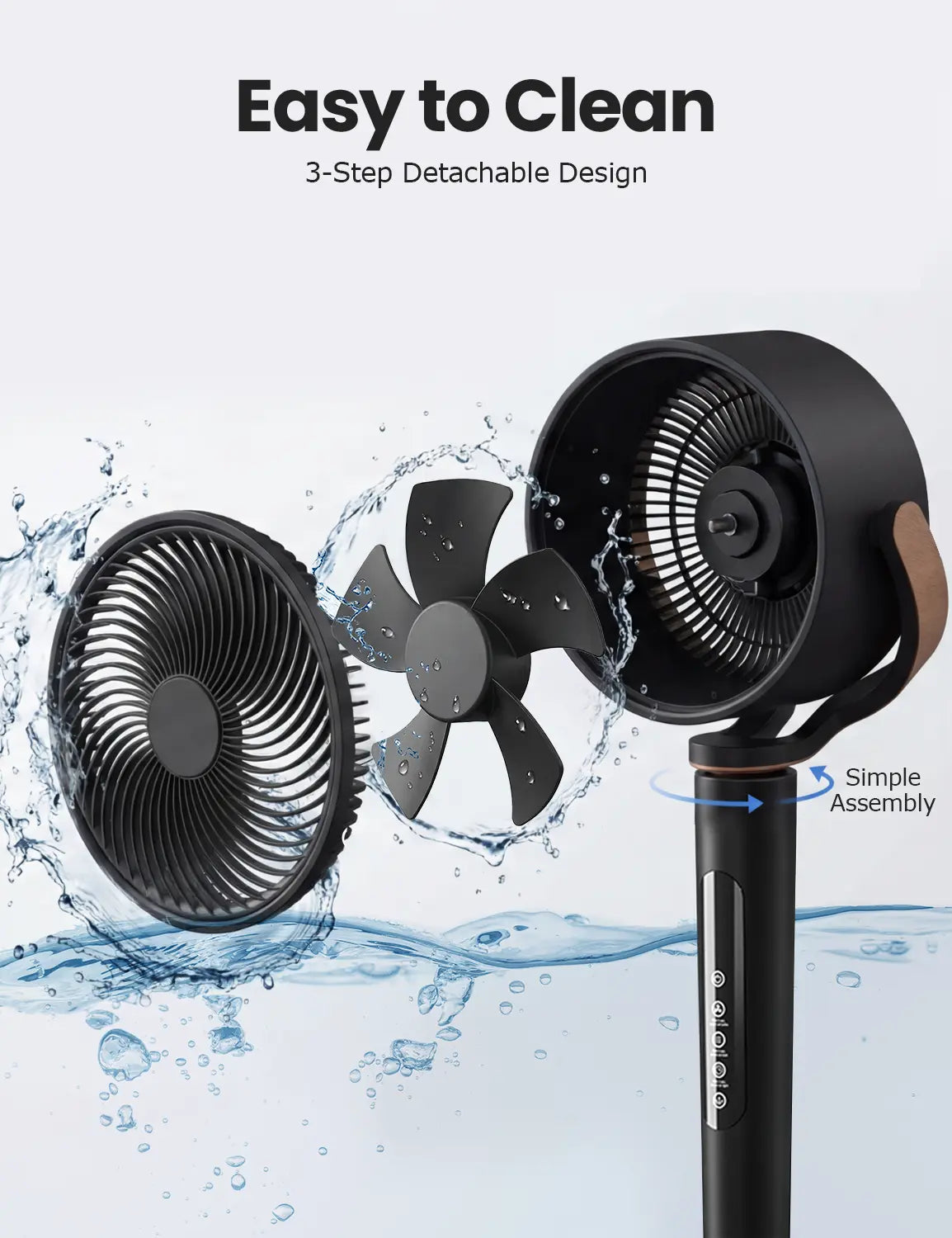 🔥summer sale 25% OFF  ❄️ Fan for Bedroom, Energy Class，120° Oscillating Standing Fans, Quiet Floor Fan with DC Motor, 100ft Pedestal Fans for Room, 16 Speeds, 4 modes, 20dB, 37-45" Adjustable Height, 12H Timer，With ambient lighting
